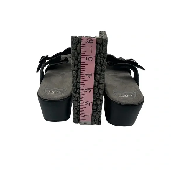 Dansko Sophie Pewter Black Leather Chunk Heel Slide Sandals Size 38 Women's - Picture 8 of 9